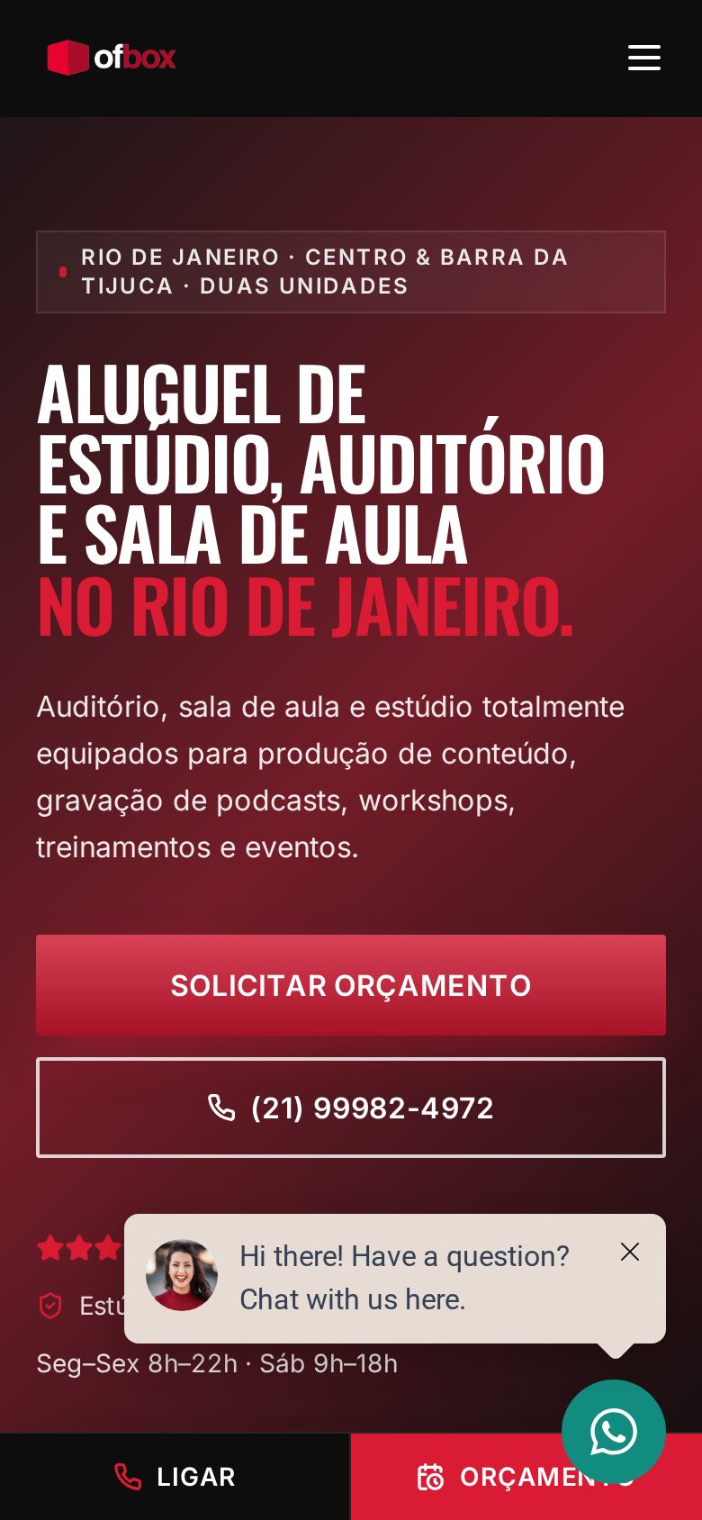 OFBOX website, mobile view
