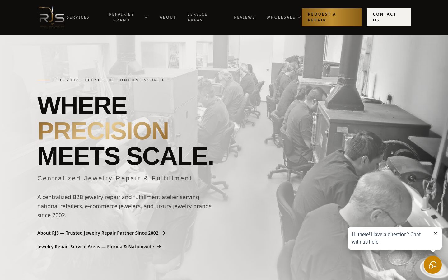 Repair Jewelry Solutions website, desktop view